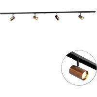 QAZQA Smartes 1-Phasen-Schienensystem inkl. 4 WiFi GU10 Dunkelbronze - Jeana