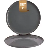 Palmer 2 x Antigo Teller flach, Ø 28 cm, leichtes Porzellan, für ein 2 Personen Gedeck, spülmaschinenfest, blau grau braun