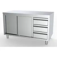 CombiSteel Arbeitsschrank mit 2 Türen 3 Schubladen aus Edelstahl 1800x700x850mm