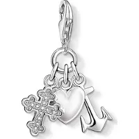 Thomas Sabo Charm-Einhänger "Kreuz-, Herz-, Anker-Design, Glaube, Liebe, Hoffnung", silber (silberfarben, weiß, weiß), Charms, Silber 925 (recycelt), Charm-Einhänger, mit Zirkonia