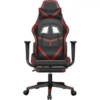 vidaXL Gaming-Stuhl mit Fußstütze Schwarz und Weinrot Kunstleder