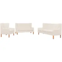 vidaXL 3-tlg. Sofa-Set Stoff Cremeweiß