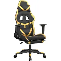 vidaXL Gaming-Stuhl mit Fußstütze Schwarz und Golden Kunstleder