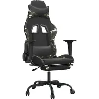 vidaXL Gamingstuhl mit Massage Fußstütze Schwarz Tarnfarben Kunstleder