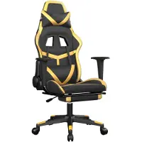 vidaXL Gaming-Stuhl mit Massage & Fußstütze Schwarz Golden Kunstleder