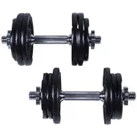 Gorilla Sports Kurzhantelset - 27,5 kg, 6x1,25 kg, 6x2,5 kg, Ø 30mm, 2 Kurzhantelstangen, mit 4 Sternverschlüssen, Griff gerändelt, aus Gusseisen - Hantelset, Gewichte, Kurzhanteln, Hanteln