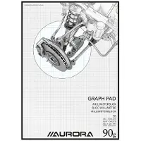 Aurora Notizblock DIN A3 Kariert Geleimt Papier Blau, Weiß Nicht gelocht 100 Seiten 50 Blatt