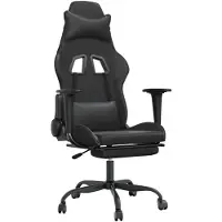 vidaXL Gaming-Stuhl mit Massage & Fußstütze Schwarz Kunstleder