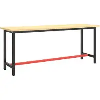 The Living Store Werkbankgestell Mattschwarz und Mattrot 190x50x79 cm Metall