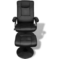 The Living Store TV-Sessel mit Fußhocker Schwarz Kunstleder