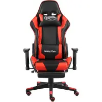 The Living Store Gaming-Stuhl mit Fußstütze Drehbar Rot PVC