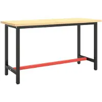 The Living Store Werkbankgestell Mattschwarz und Mattrot 140x50x79 cm Metall