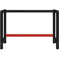 The Living Store Werkbankgestell Metall 120x57x79 cm Schwarz und Rot