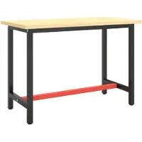 The Living Store Werkbankgestell Mattschwarz und Mattrot 110x50x79 cm Metall