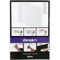 Creativ Company Plastikschrumpfplatten, Glänzend transparent, Matt transparent, Mattweiß, 20x30 cm, Dicke 0,3 mm, 4 Bl./ 1 Pck
