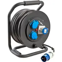 Brunner Kabeltrommel 25m Gummikabel 3x2,5mm² mit Überlastungsschutz, CEE & Schuko, spritzwassergeschützt