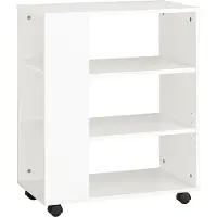 SoBuy Druckerschrank mit Rollen - Stabiler Druckertisch, Rollcontainer, Schreibtisch Unterschrank, Druckerschrank, Beistelltisch mit Rollen für Büro &amp; Homeoffice Weiß 60x75x35cm