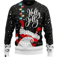 JAP Christmas Weihnachtspullover mit Lichtern (Größe XL) – 100 % recycelt – kratzt nicht – Weihnachtsgeschenk für Erwachsene – Kitschiger Weihnachtspullover für Damen und Herren – Holly Jolly –