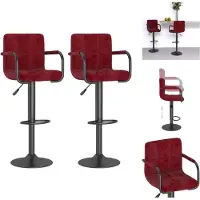 vidaXL Barhocker 2 Stk. Weinrot Samt - Barhocker