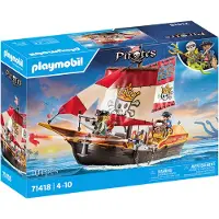 Playmobil Pirates - Klein Piratenschiff - 71418 - 101 Teile - - One Size - Spielzeug