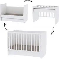 Lorelli Babybett Dream 70 x 140 cm umbaubar Kinderbett Schaukelbett Schreibtisch in weiß