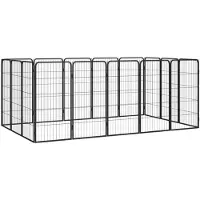 vidaXL 16-tlg. Hundelaufstall Schwarz 50x100cm Stahl Pulverbeschichtet