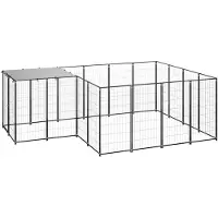 vidaXL Hundezwinger Schwarz 6,05 m² Stahl