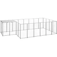vidaXL Hundezwinger Silbern 8,47 m² Stahl