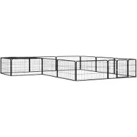 vidaXL 12-tlg. Hundelaufstall Schwarz 100x50cm Stahl Pulverbeschichtet