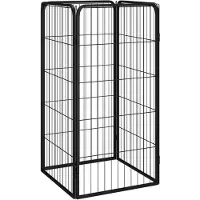 vidaXL 4-tlg. Hundelaufstall Schwarz 50x100cm Stahl Pulverbeschichtung