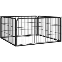 vidaXL 4-tlg. Hundelaufstall Schwarz 100x50cm Stahl Pulverbeschichtung
