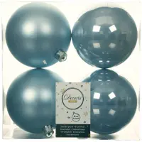Décoris 4 Weihnachtskugeln 10cm Kunststoff Christbaumkugeln Set Weihnachtsbaum hellblau