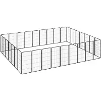 vidaXL 32-tlg. Hundelaufstall Schwarz 50x100cm Stahl Pulverbeschichtet