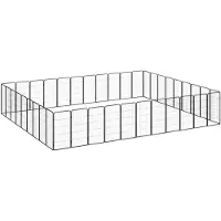 vidaXL 40-tlg. Hundelaufstall Schwarz 50x100cm Stahl Pulverbeschichtet
