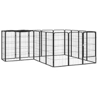 vidaXL 18-tlg. Hundelaufstall Schwarz 50x100cm Stahl Pulverbeschichtet