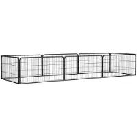vidaXL 8-tlg. Hundelaufstall Schwarz 100x50 cm Stahl Pulverbeschichtet