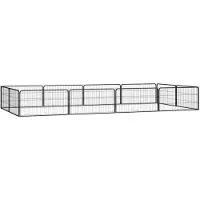 vidaXL 12-tlg. Hundelaufstall Schwarz 100x50cm Stahl Pulverbeschichtet