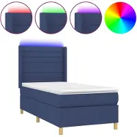 vidaXL Boxspringbett mit Matratze & LED Blau 80x200 cm Stoff