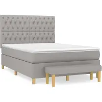 vidaXL Boxspringbett mit Matratze Hellgrau 140x200 cm Stoff