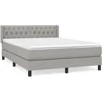 vidaXL Boxspringbett mit Matratze Hellgrau 140x190 cm Stoff