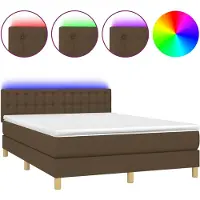 vidaXL Boxspringbett mit Matratze & LED Dunkelbraun 140x190 cm Stoff