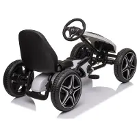 Vrooomy Mercedes-Benz Kinder Gokart (4–8 Jahre) – Offiziell Lizenziert, mit EVA-Reifen, Verstellbarem Sitz, Handbremse & Ledersitz – Pedal Gokart Kinder Weiß