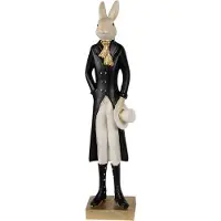 Clayre & Eef Dekofigur "Kaninchen" in Schwarz/ Creme - (B)9 x (H)34 x (T)7 cm - onesize