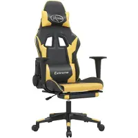 vidaXL Gaming-Stuhl mit Massage & Fußstütze Schwarz Golden Kunstleder