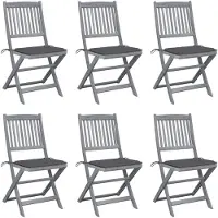vidaXL Klappbare Gartenstühle 6 Stk. mit Sitzkissen Massivholz Akazie