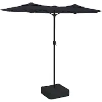 vidaXL Doppel-Sonnenschirm mit LED-Leuchten Schwarz 316x145 cm