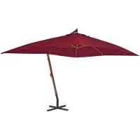 vidaXL Ampelschirm mit Holz-Mast 400x300 cm Bordeauxrot