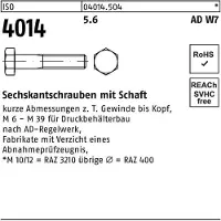 FAST-X Sechskantschraube ISO 4014 m.Schaft M 20 x 180 5.6 W7