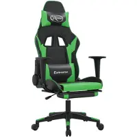 vidaXL Gaming-Stuhl mit Massage & Fußstütze Schwarz & Grün Kunstleder