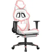 vidaXL Gaming-Stuhl mit Fußstütze Weiß und Rosa Kunstleder